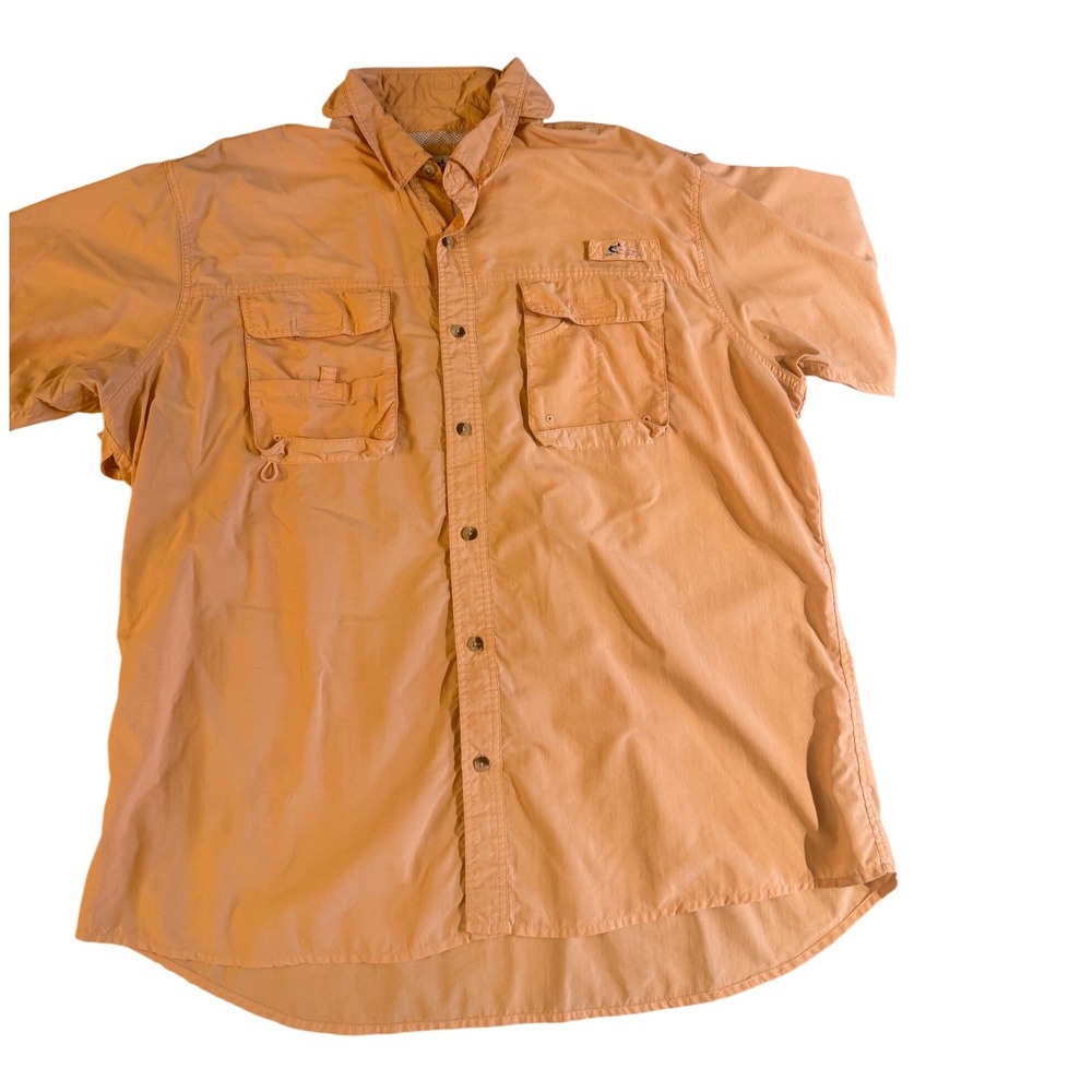 World Wide Sportsman Mens 2XL Peach Orange Short Sleeve Ventilated Fishing Shirt